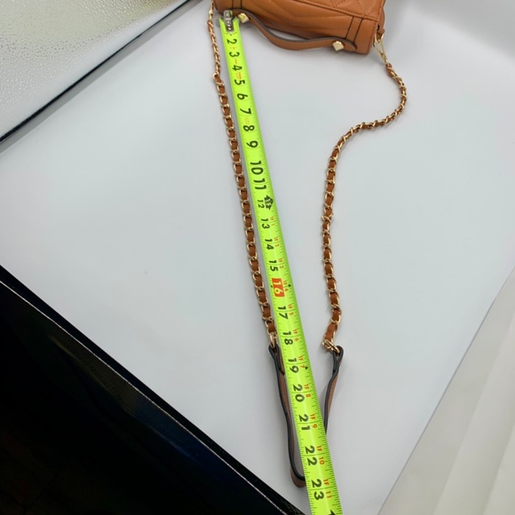 Chic brown/tan top handle trendy quilted shoulder crossbody bag gold-tone chain - Picture 13 of 13